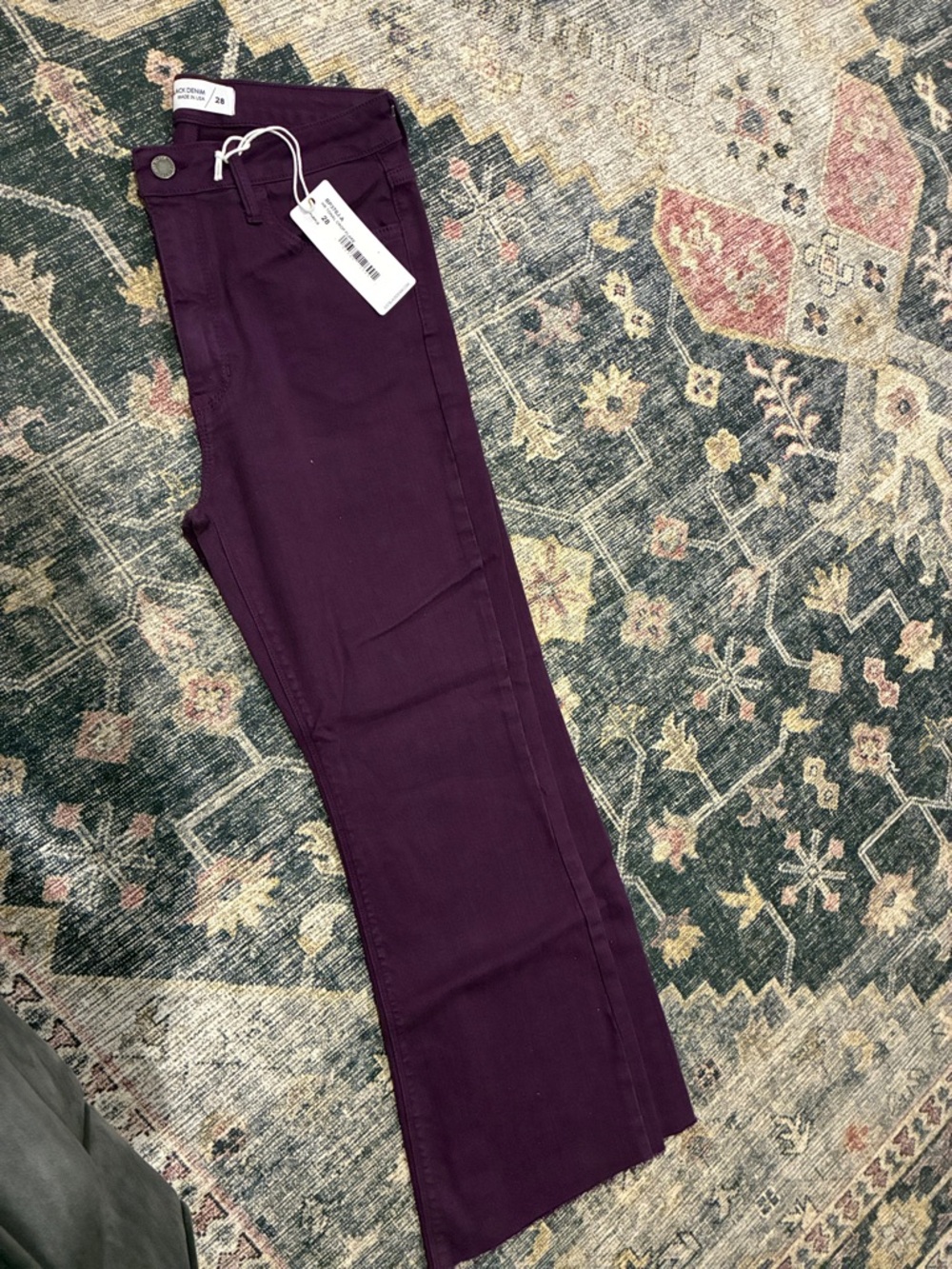 Just Black Crop Flare Jeans in Deep Plum